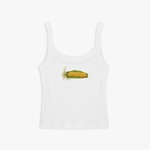 Lisa Says Gah Harley Tank XL White Corn Graphic Cotton Cami Top- NWOT